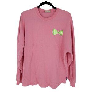 Spirit Jersey womens medium pink green southern preppy long sleeve t shirt
